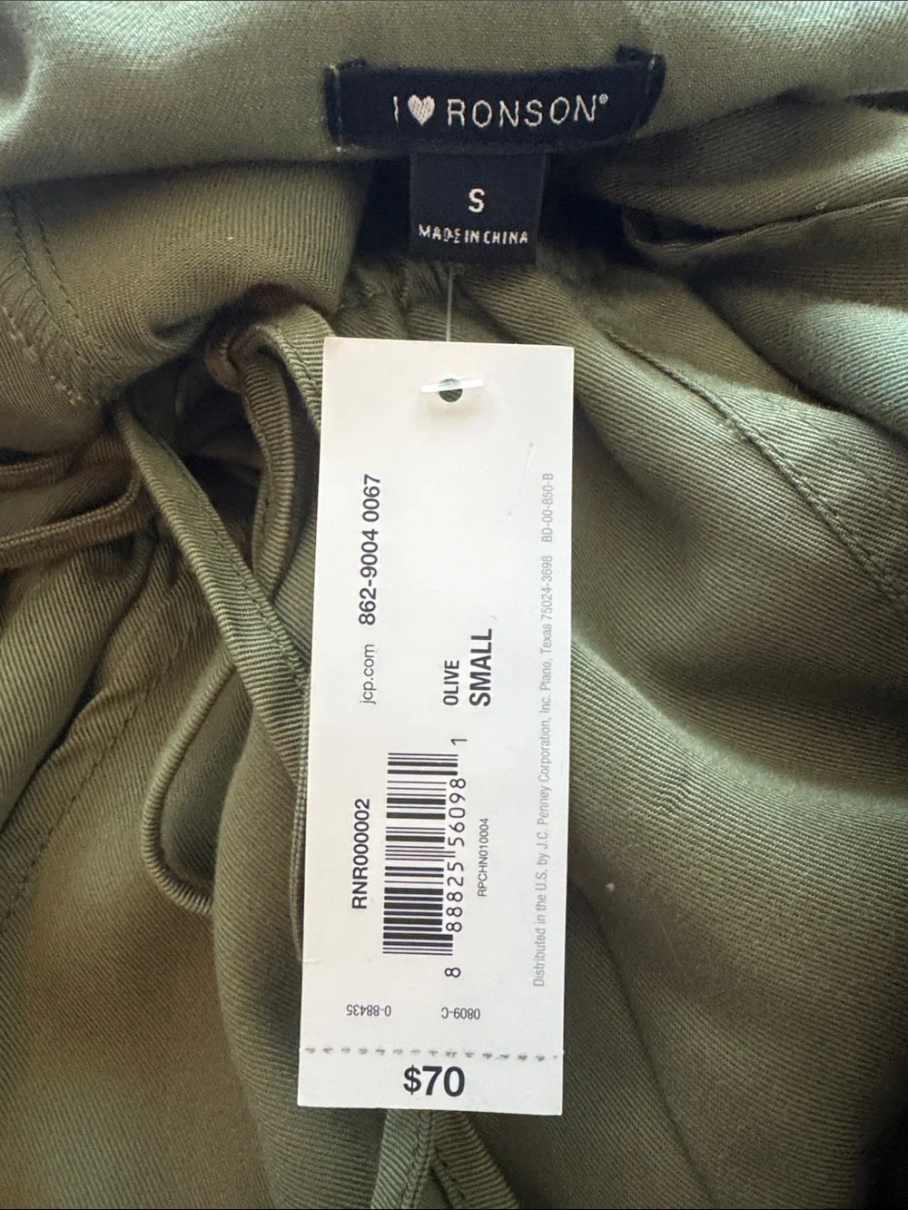 I Heart Ronson Women's Olive Green Utility Jumpsuit Size Small NWT
